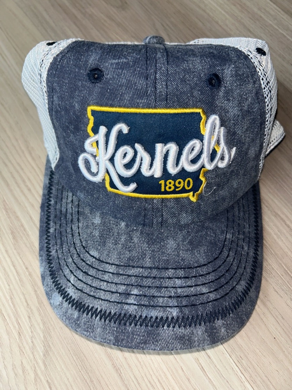 MiLB Cedar Rapids Kernels 1890 Trucker Hat Blue White Adj Mesh Baseball Cap